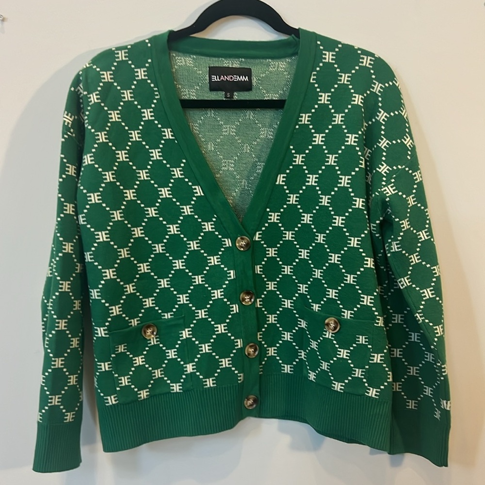 ELL AND EMM DIAMOND EE PRINT CARDIGAN - Picture 2 of 4